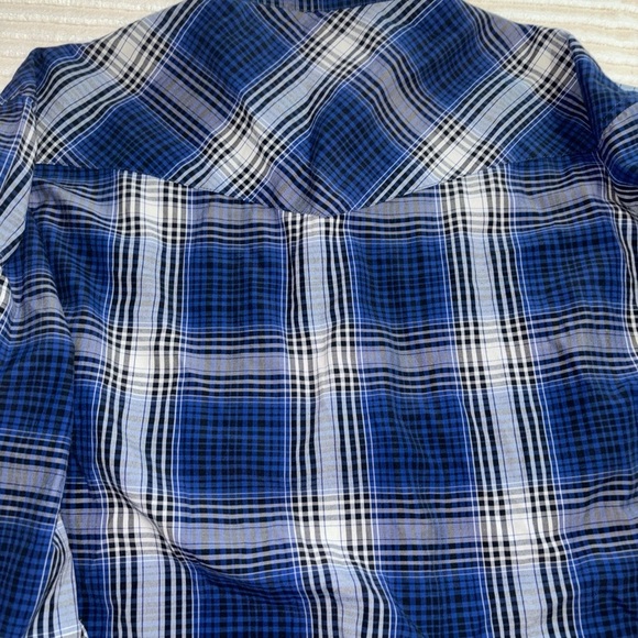 Cowboy Legend Mens Sz‎ XL Country Western Shirt Pearl Snap Navy/White Plaid - Picture 7 of 10